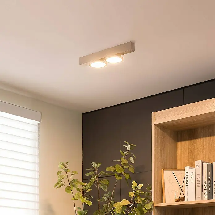 Lucande Deckenleuchte Kellino - L x B x H: 40,3 x 11 x 8,6 cm, alu / grau / zink, alu / grau / zink, GU10