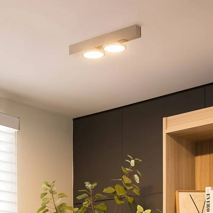 Lucande Deckenleuchte Kellino - L x B x H: 40,3 x 11 x 8,6 cm, alu / grau / zink, alu / grau / zink, GU10
