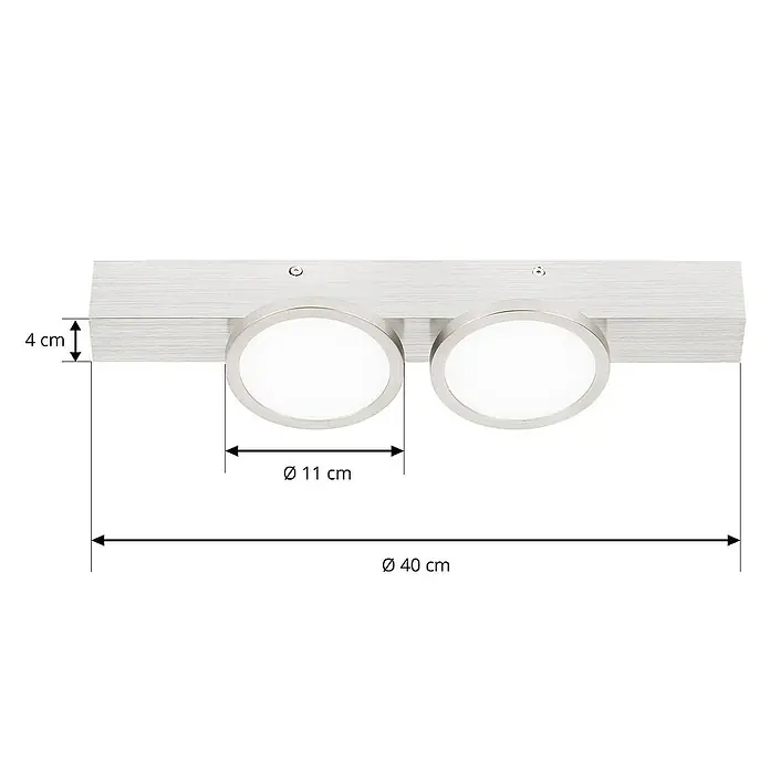 Lucande Deckenleuchte Kellino - L x B x H: 40,3 x 11 x 8,6 cm, alu / grau / zink, alu / grau / zink, GU10