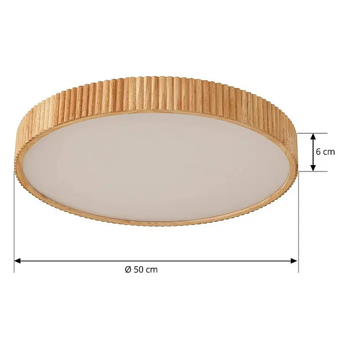 Lindby Deckenleuchte Velua - L x B x H: 50 x 50 x 10 cm, Holz hell