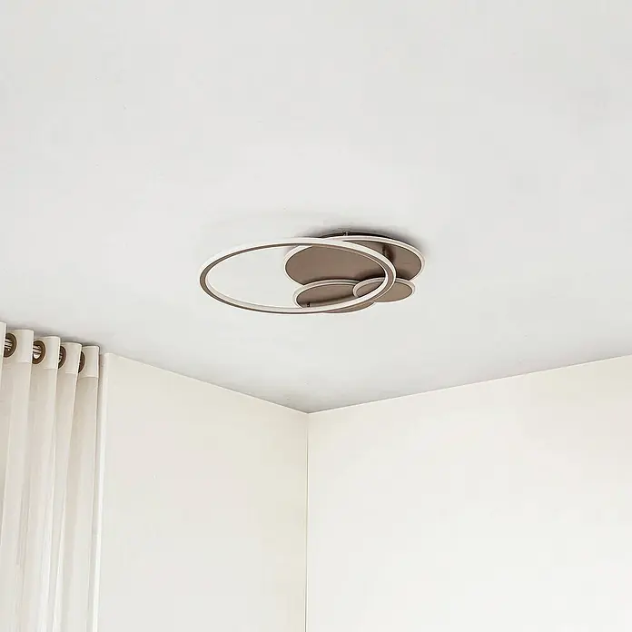 Lucande Deckenleuchte Circulo - L x B x H: 60 x 58 x 6,5 cm, braun / rost, braun / rost