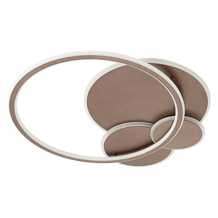 Lucande Deckenleuchte Circulo - L x B x H: 60 x 58 x 6,5 cm, braun / rost, braun / rost