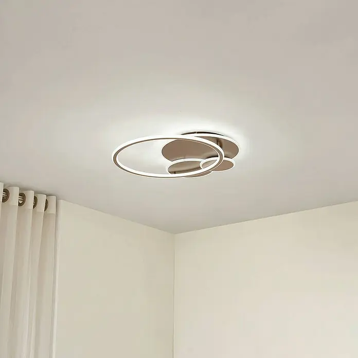 Lucande Deckenleuchte Circulo - L x B x H: 60 x 58 x 6,5 cm, braun / rost, braun / rost