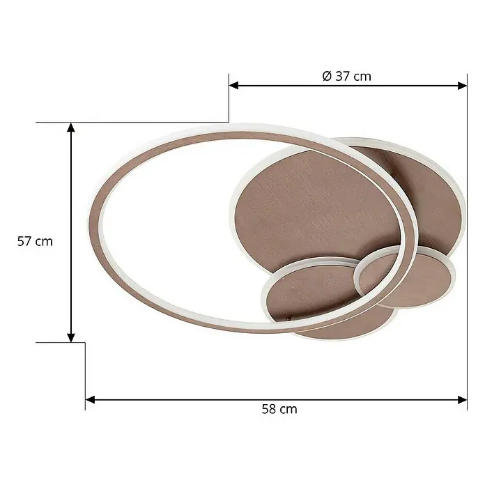 Lucande Deckenleuchte Circulo - L x B x H: 60 x 58 x 6,5 cm, braun / rost, braun / rost