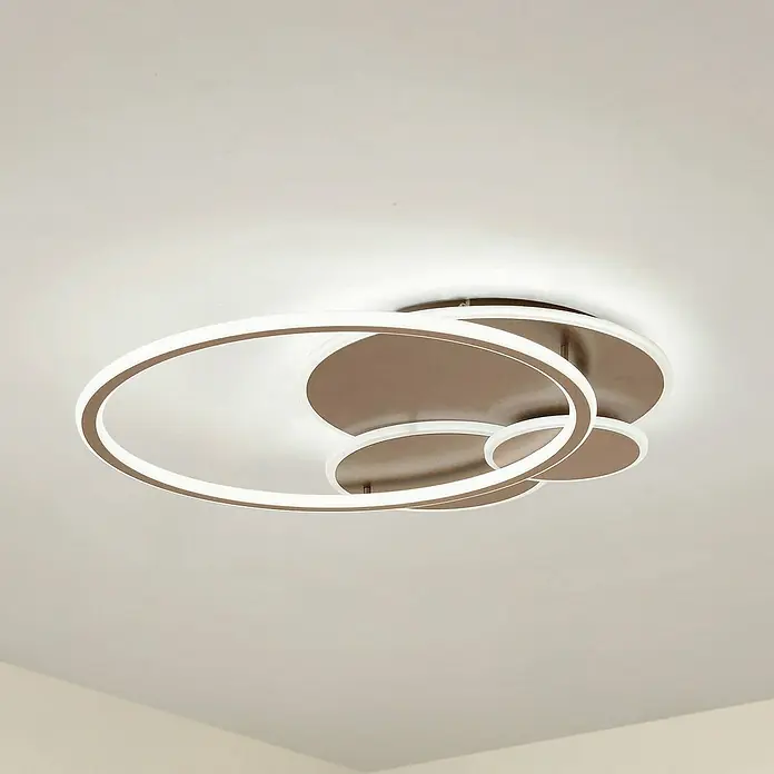 Lucande Deckenleuchte Circulo - L x B x H: 60 x 58 x 6,5 cm, braun / rost, braun / rost