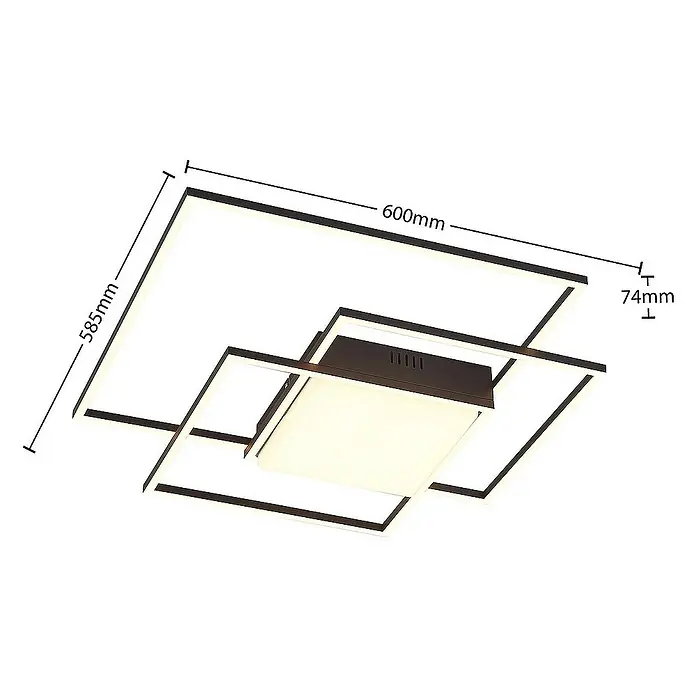 Lindby Deckenleuchte Nelinka - L x B x H: 60 x 58,5 x 7,4 cm, schwarz