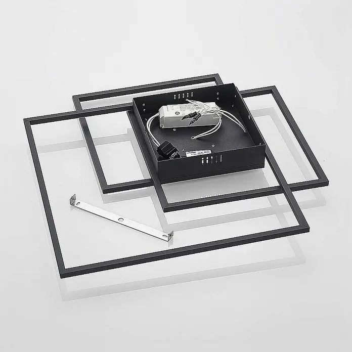 Lindby Deckenleuchte Nelinka - L x B x H: 60 x 58,5 x 7,4 cm, schwarz