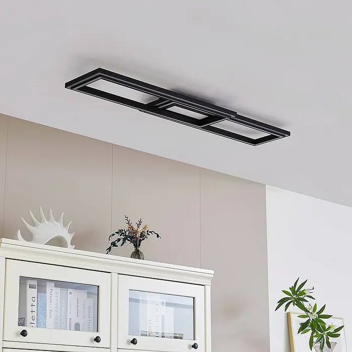 Lucande Deckenleuchte Tjado - L x B x H: 115 x 30 x 7,55 cm, schwarz, schwarz