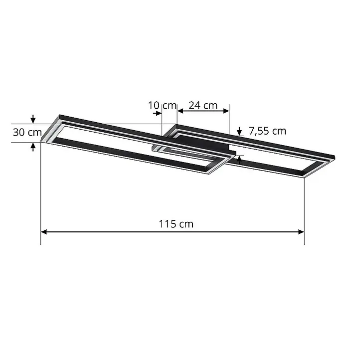Lucande Deckenleuchte Tjado - L x B x H: 115 x 30 x 7,55 cm, schwarz, schwarz