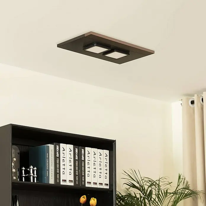 Lucande Deckenleuchte Esteria - L x B x H: 46 x 27,5 x 3,8 cm, schwarz, schwarz, 2GX53