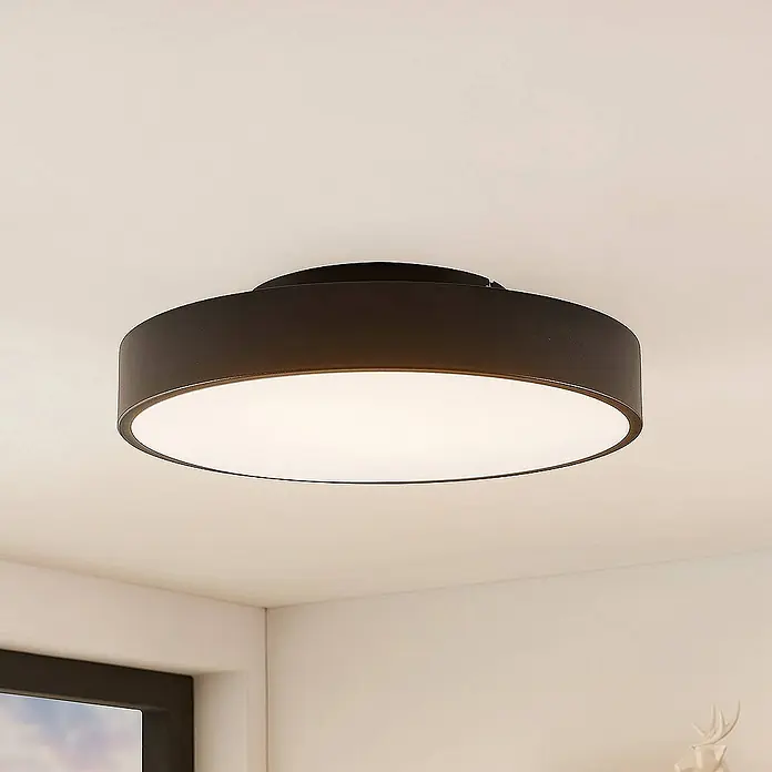 Lindby Deckenleuchte Milada - L x B x H: 40 x 40 x 10 cm, schwarz, schwarz