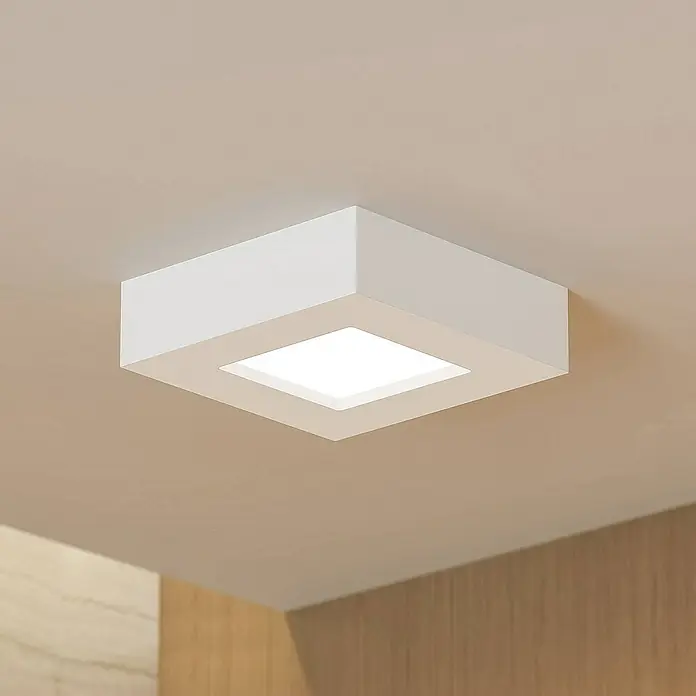 Prios Deckenleuchte Alette - L x B x H: 12,2 x 12,2 x 3,5 cm, weiß / opal, weiß / opal