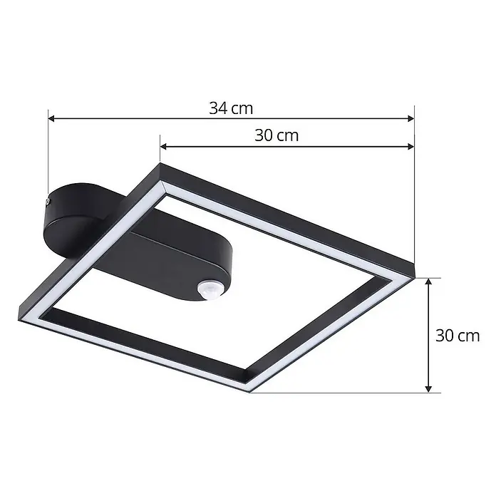 Lindby Deckenleuchte Yulla - L x B x H: 34 x 30 x 6 cm, schwarz