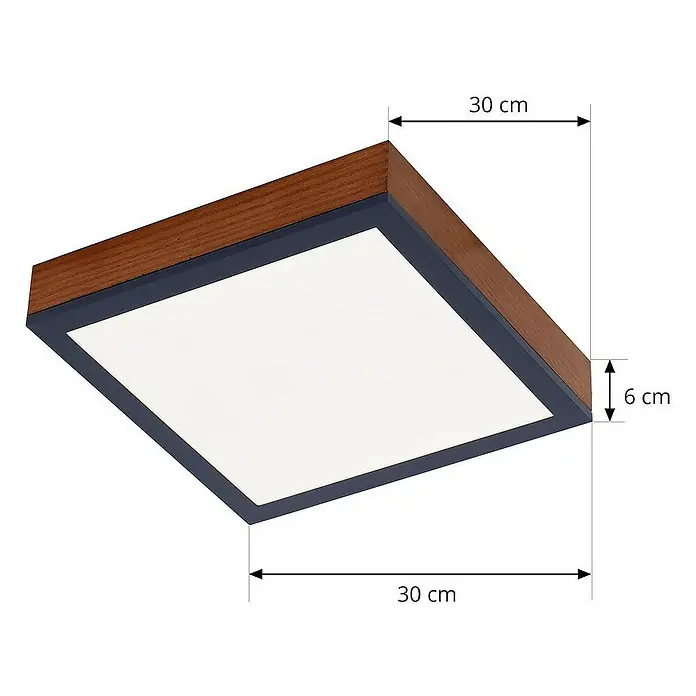Lindby Deckenleuchte Laviona - L x B x H: 30 x 30 x 6 cm, Holz hell