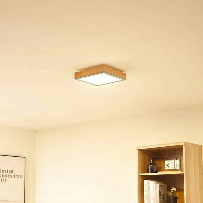 Lindby Deckenleuchte Laviona - L x B x H: 30 x 30 x 6 cm, Holz hell