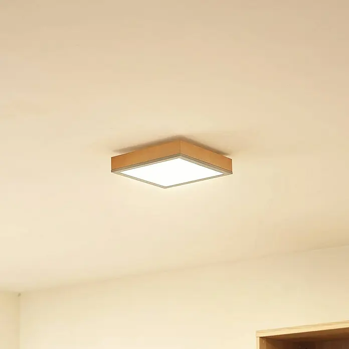 Lindby Deckenleuchte Laviona - L x B x H: 30 x 30 x 6 cm, Holz hell