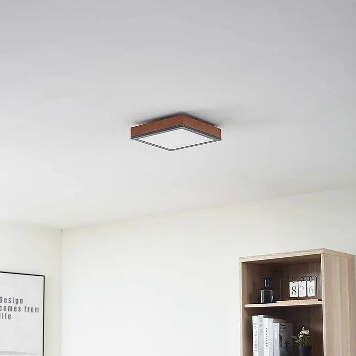Lindby Deckenleuchte Laviona - L x B x H: 30 x 30 x 6 cm, Holz hell