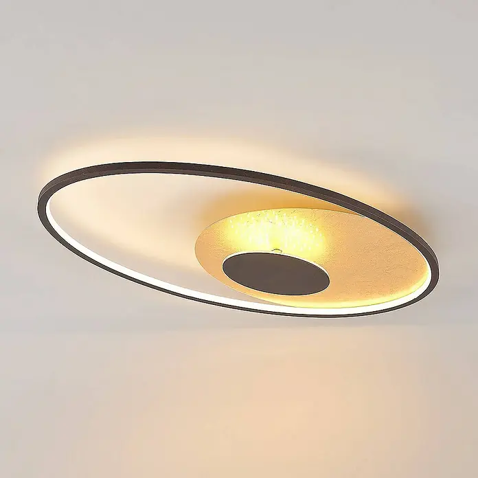 Lindby Deckenleuchte Feival - L x B x H: 73 x 43 x 9 cm, braun / rost