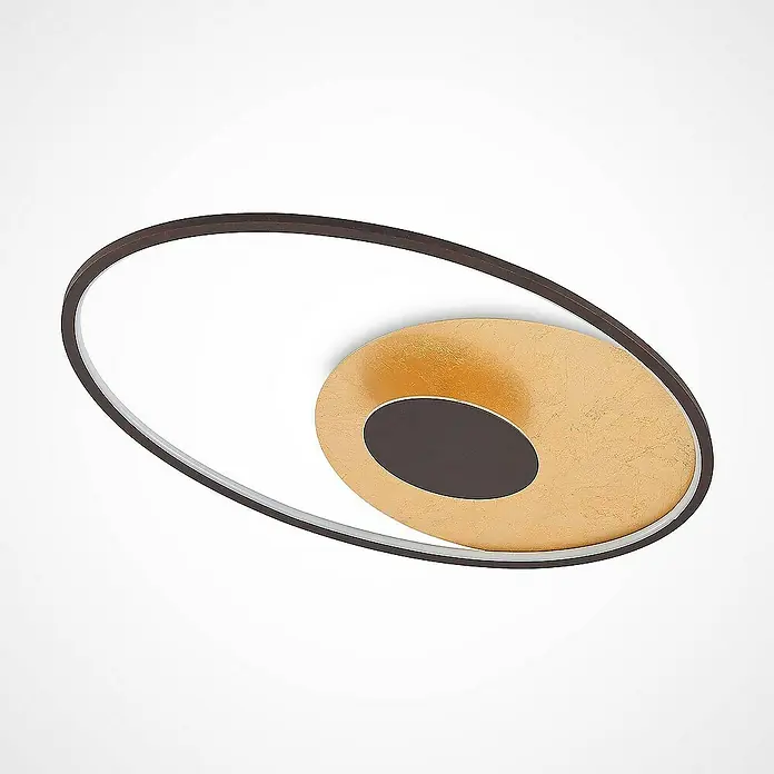 Lindby Deckenleuchte Feival - L x B x H: 73 x 43 x 9 cm, braun / rost