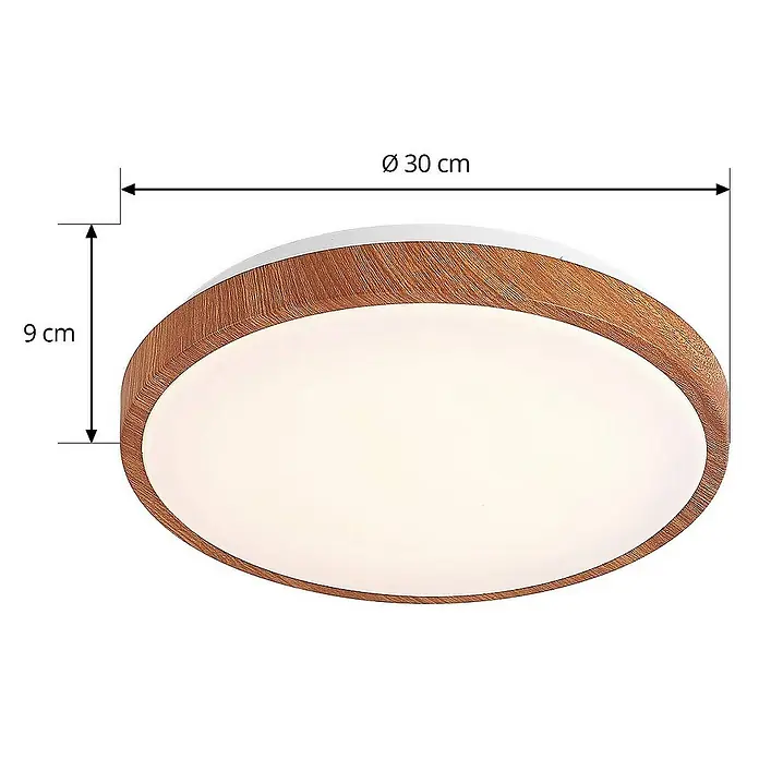 Lindby Deckenleuchte Mynte - L x B x H: 30 x 30 x 9 cm, Holz hell