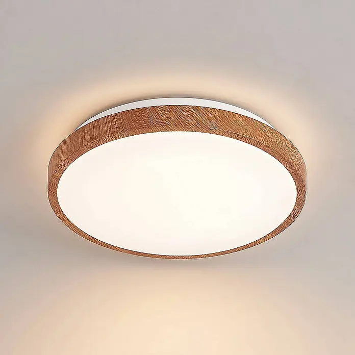 Lindby Deckenleuchte Mynte - L x B x H: 30 x 30 x 9 cm, Holz hell