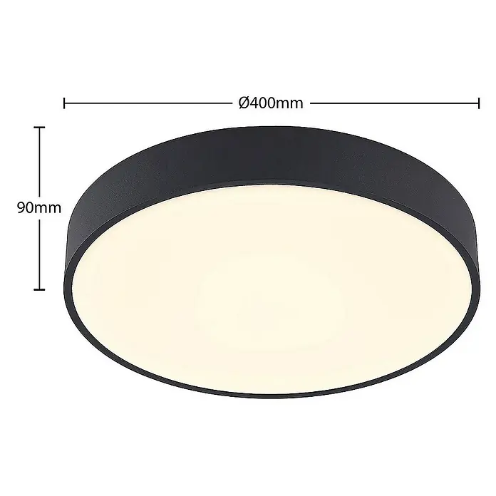 Arcchio Deckenleuchte Vanida - L x B x H: 40 x 40 x 9 cm, schwarz, schwarz