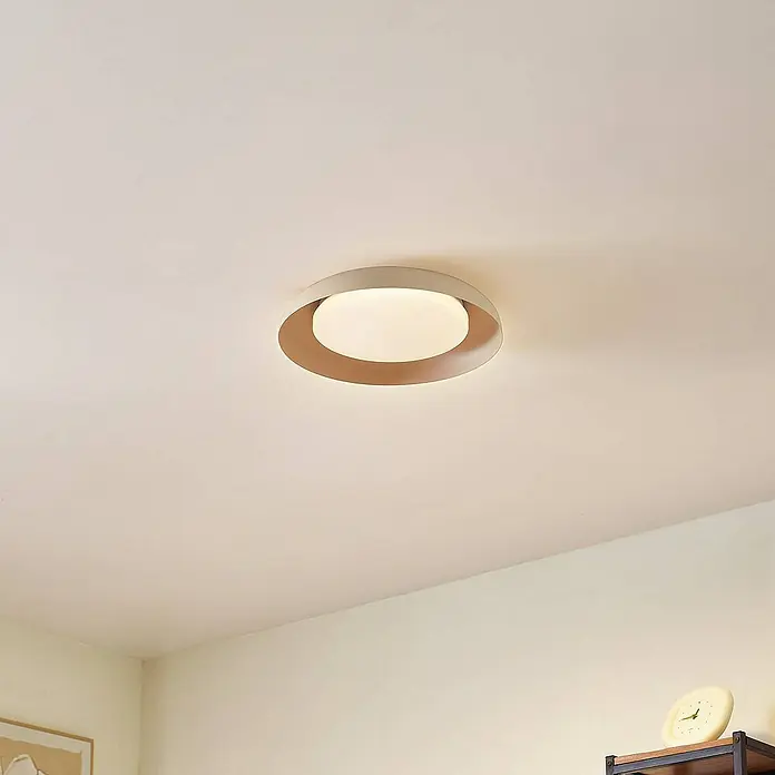 Lindby Deckenleuchte Florie - L x B x H: 40 x 40 x 7,1 cm, creme / amber