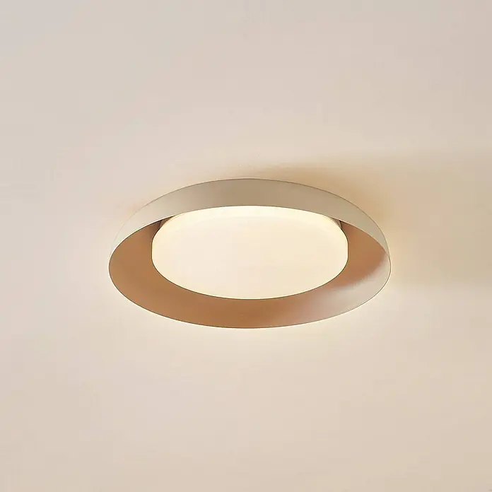 Lindby Deckenleuchte Florie - L x B x H: 40 x 40 x 7,1 cm, creme / amber