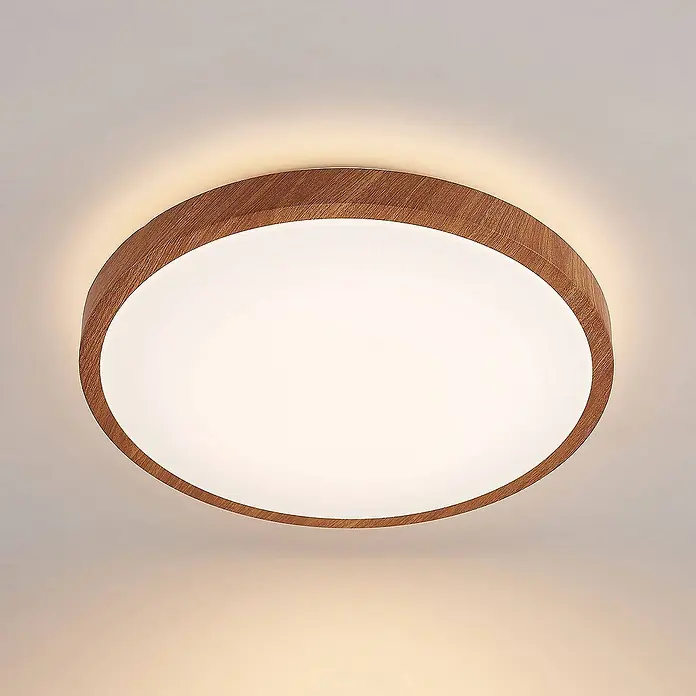 Lindby Deckenleuchte Mynte - L x B x H: 42 x 42 x 10 cm, Holz hell