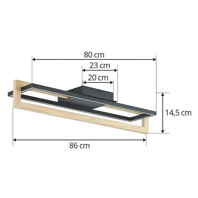 Lindby Deckenleuchte Holamu - L x B x H: 86 x 23 x 14,5 cm, schwarz, schwarz
