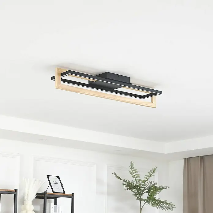 Lindby Deckenleuchte Holamu - L x B x H: 86 x 23 x 14,5 cm, schwarz, schwarz
