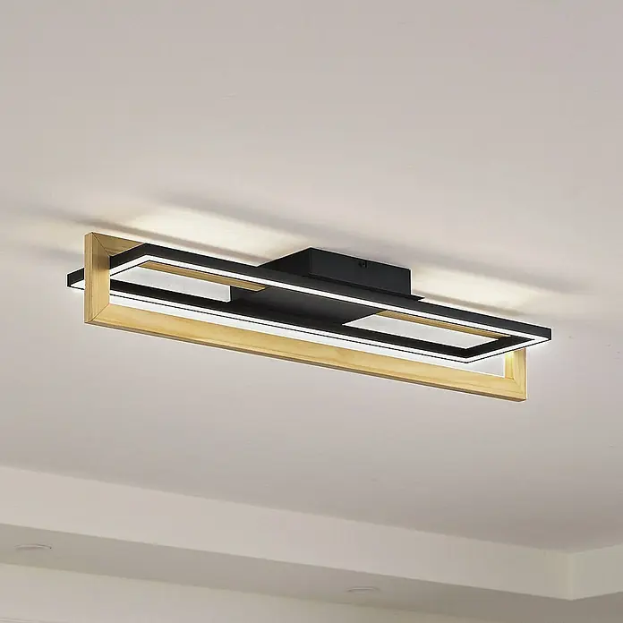 Lindby Deckenleuchte Holamu - L x B x H: 86 x 23 x 14,5 cm, schwarz, schwarz