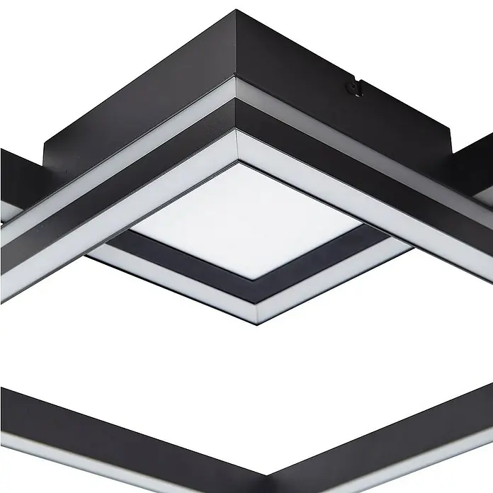 Lucande Deckenleuchte Tjado - L x B x H: 85 x 57 x 8,5 cm, schwarz, schwarz