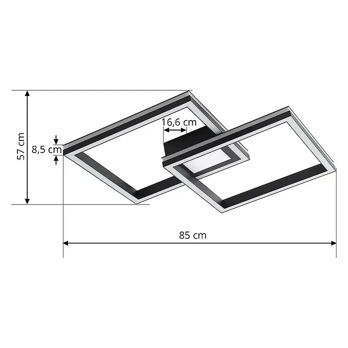 Lucande Deckenleuchte Tjado - L x B x H: 85 x 57 x 8,5 cm, schwarz, schwarz