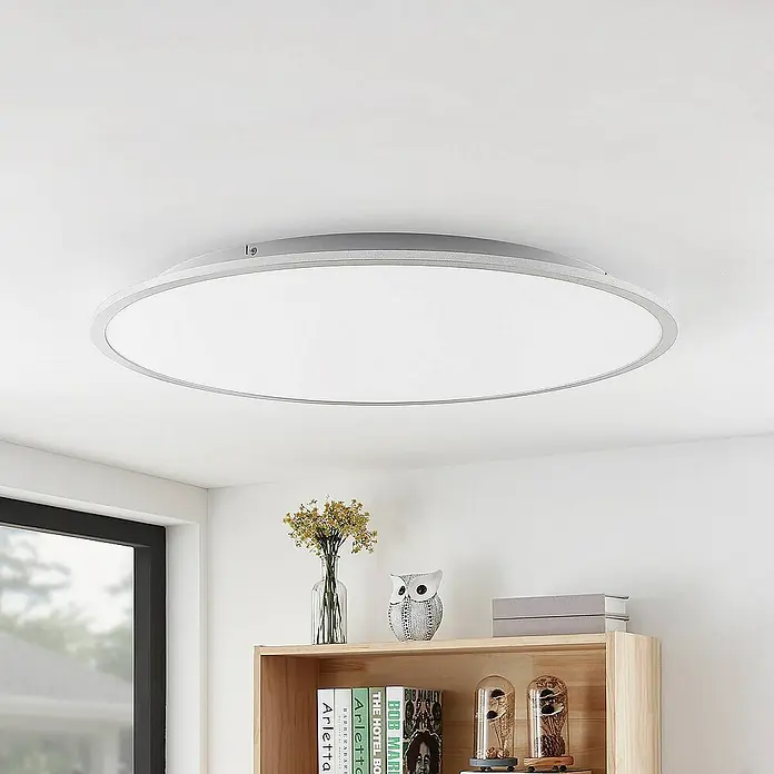 Lindby Deckenleuchte Narima - L x B x H: 80 x 80 x 5,2 cm, alu / grau / zink