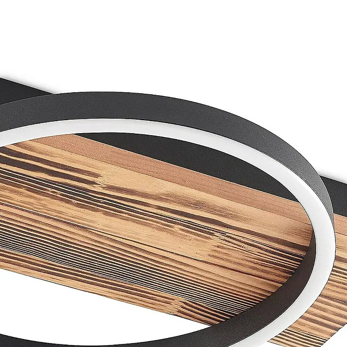 Lindby Deckenleuchte Sentoa - L x B x H: 52,8 x 29,5 x 5,3 cm, Holz hell