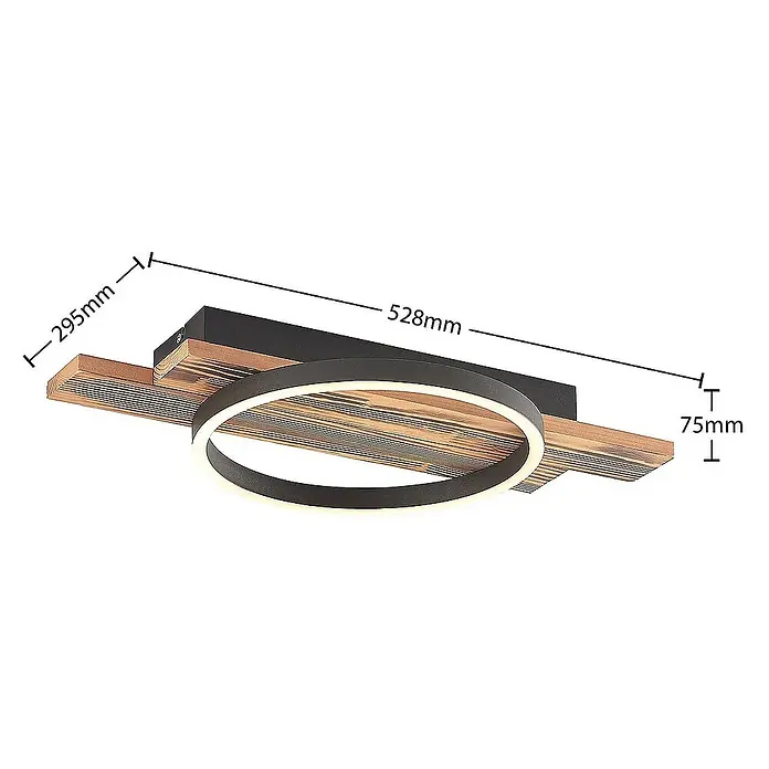 Lindby Deckenleuchte Sentoa - L x B x H: 52,8 x 29,5 x 5,3 cm, Holz hell