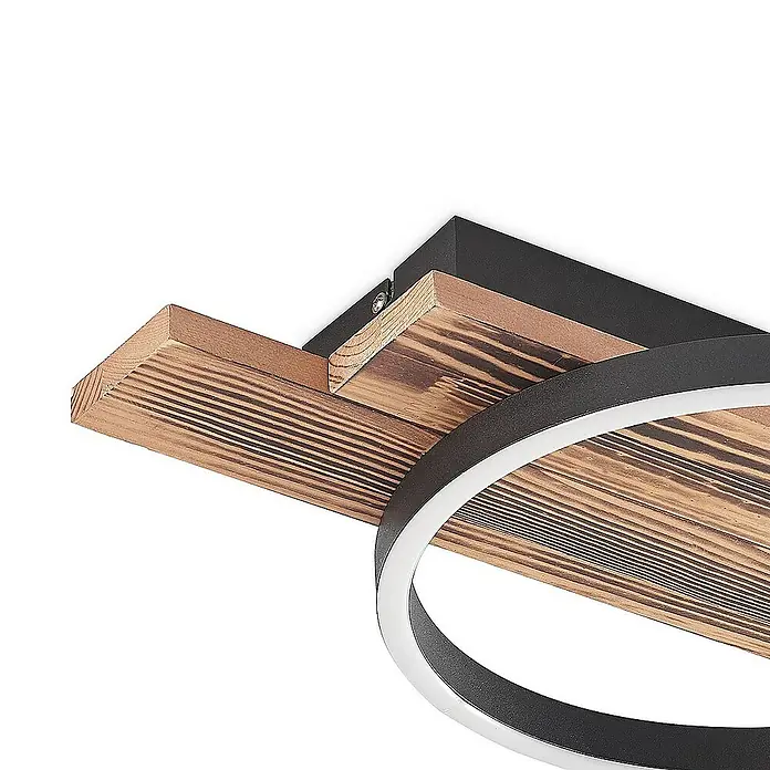Lindby Deckenleuchte Sentoa - L x B x H: 52,8 x 29,5 x 5,3 cm, Holz hell