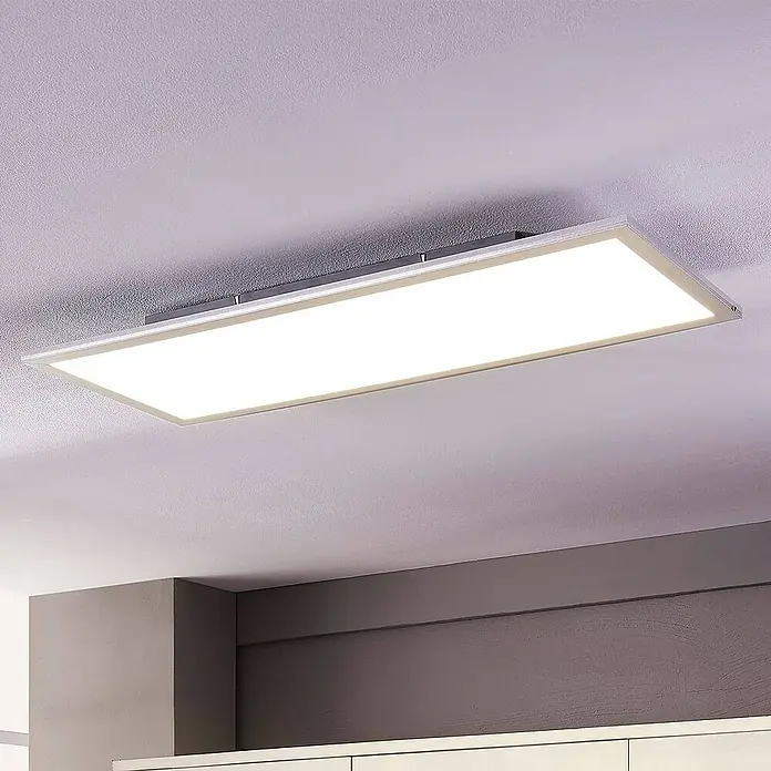 Lindby LED-Panel Livel - L x B x H: 80 x 30 x 5,2 cm, alu / grau / zink, weiß / opal, Neutralweiß