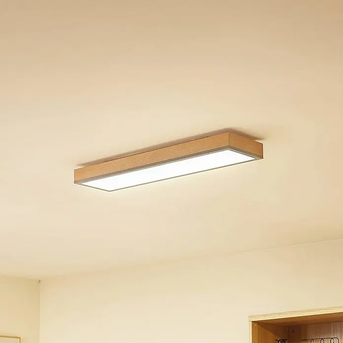 Lindby Deckenleuchte Laviona - L x B x H: 80 x 20 x 7,4 cm, Holz hell