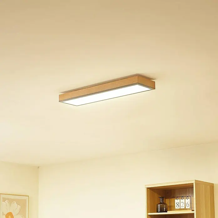 Lindby Deckenleuchte Laviona - L x B x H: 80 x 20 x 7,4 cm, Holz hell