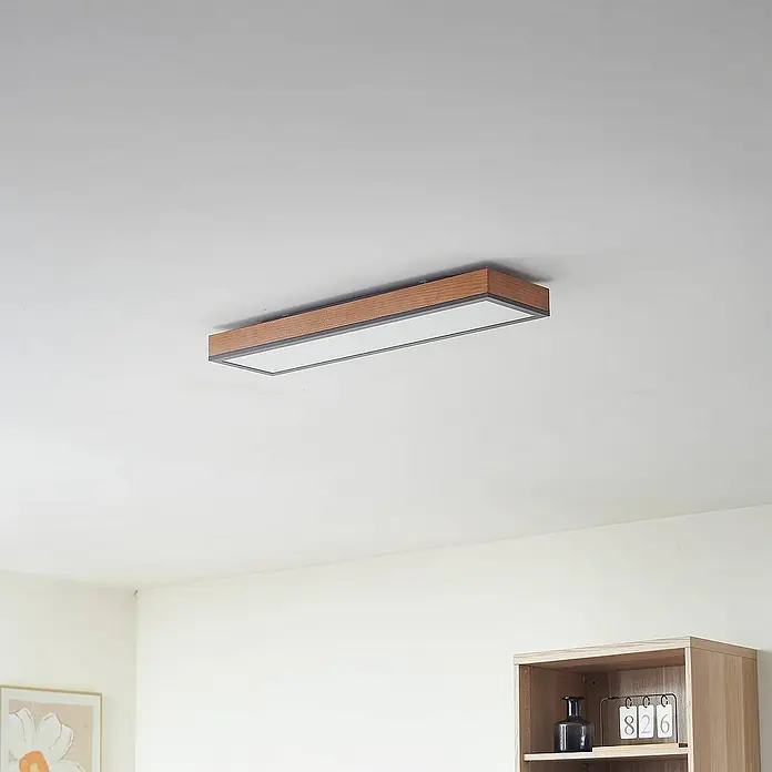 Lindby Deckenleuchte Laviona - L x B x H: 80 x 20 x 7,4 cm, Holz hell