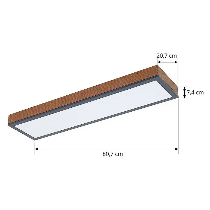 Lindby Deckenleuchte Laviona - L x B x H: 80 x 20 x 7,4 cm, Holz hell