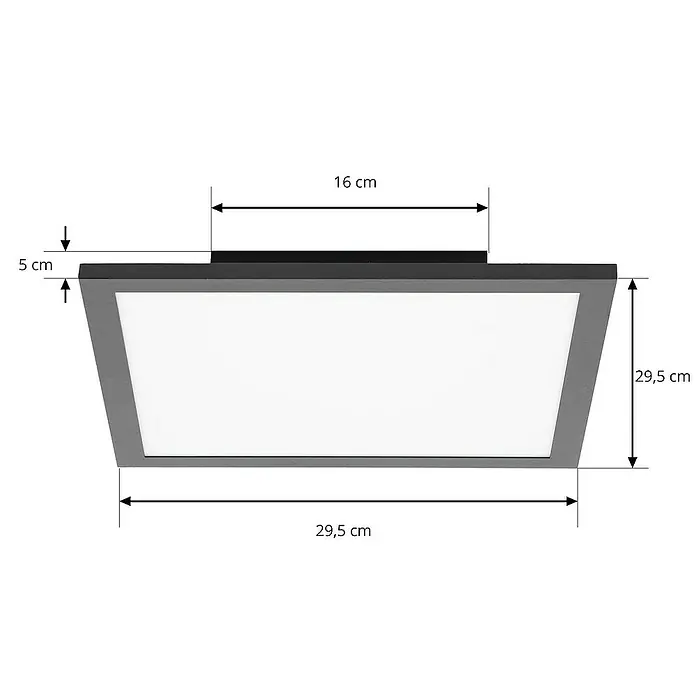Lindby LED-Panel Lamin - L x B x H: 29,5 x 29,5 x 5 cm, schwarz