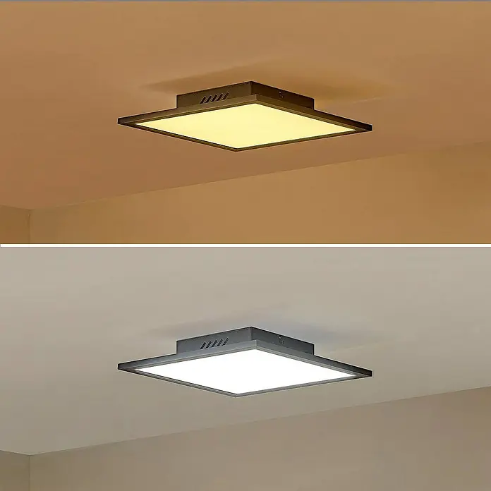 Lindby LED-Panel Lamin - L x B x H: 29,5 x 29,5 x 5 cm, schwarz