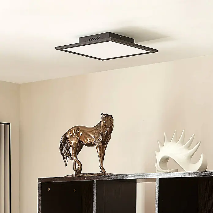 Lindby LED-Panel Lamin - L x B x H: 29,5 x 29,5 x 5 cm, schwarz