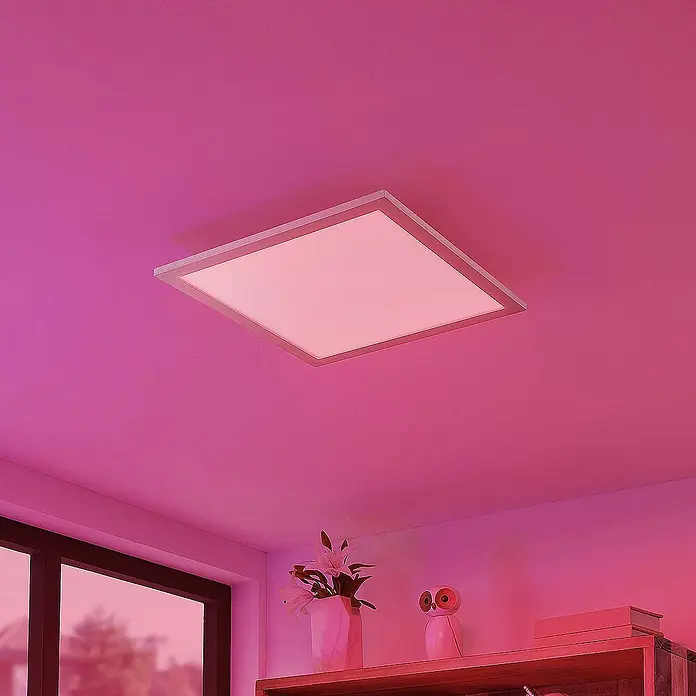 Lindby LED-Panel Kjetil - L x B x H: 40 x 40 x 5,2 cm, alu / grau / zink