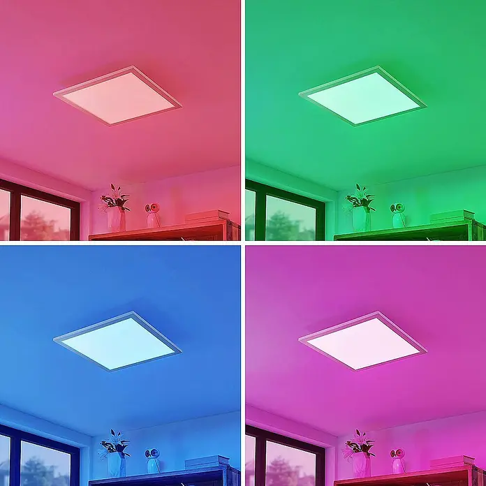 Lindby LED-Panel Kjetil - L x B x H: 40 x 40 x 5,2 cm, alu / grau / zink