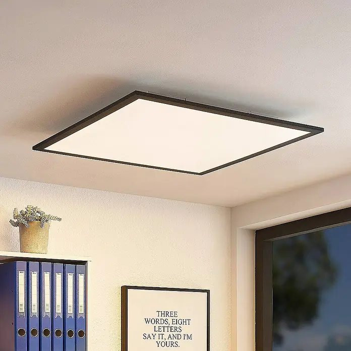 Lindby LED-Panel Nelios - L x B x H: 62 x 62 x 5,2 cm, schwarz, Neutralweiß