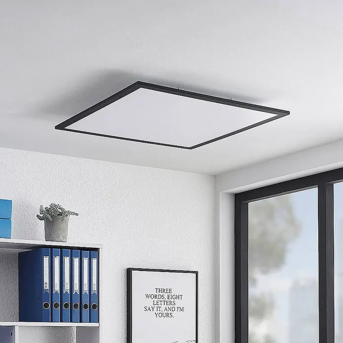 Lindby LED-Panel Nelios - L x B x H: 62 x 62 x 5,2 cm, schwarz, Neutralweiß